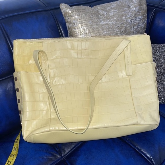 Hammitt Addie Large Zippered Leather Tote Sunstruck Yellow Crocco - Picture 8 of 10